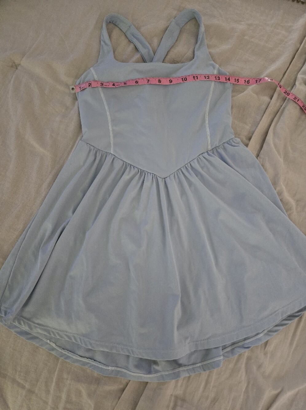 Light Blue Strapless Fit-and-Flare Workout Dress